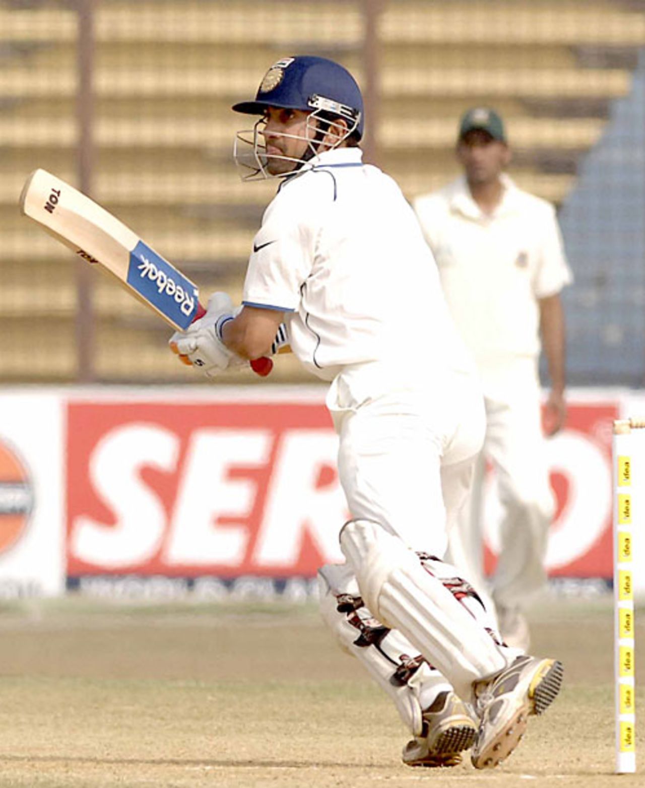 Gautam Gambhir works one past point, Bangladesh v India, 1st Test, Chittagong, 4th day, January 20, 2010