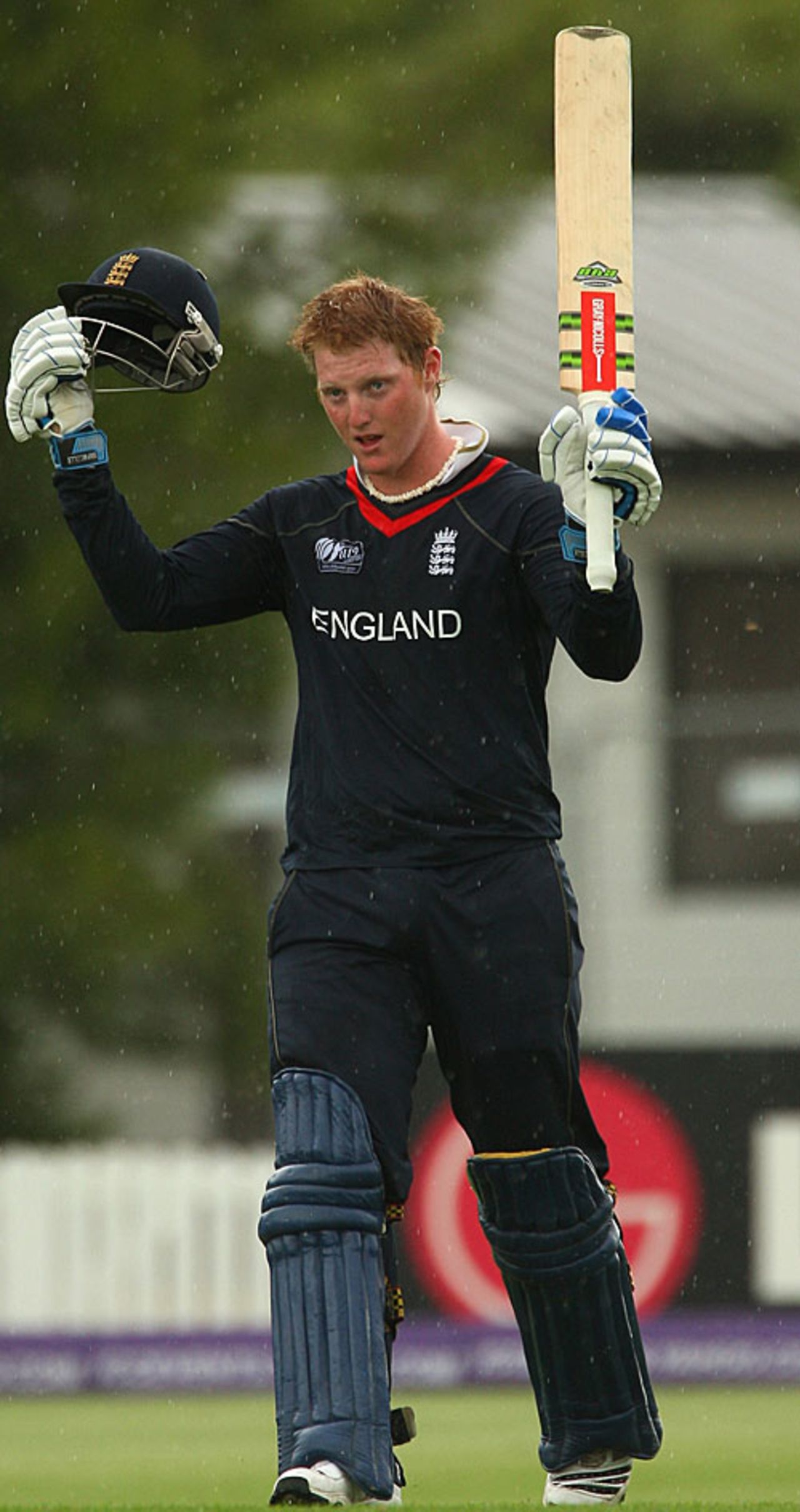 Ben Stokes celebrates his century, England Under-19s v India Under-19s, 24th Match, Group A, ICC Under-19 World Cup, Lincoln, January 21, 2010