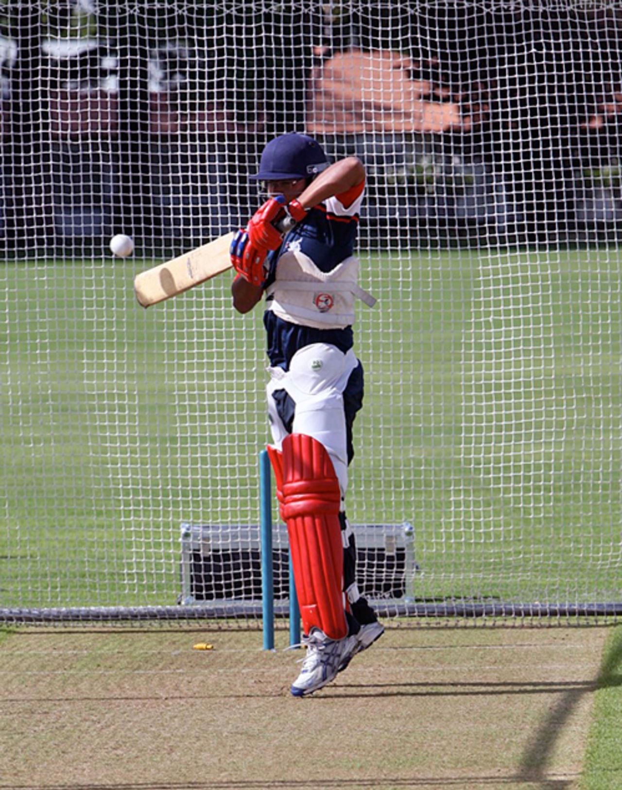 Ashish Gadhia batting in the nets at Nelson Park, Napier