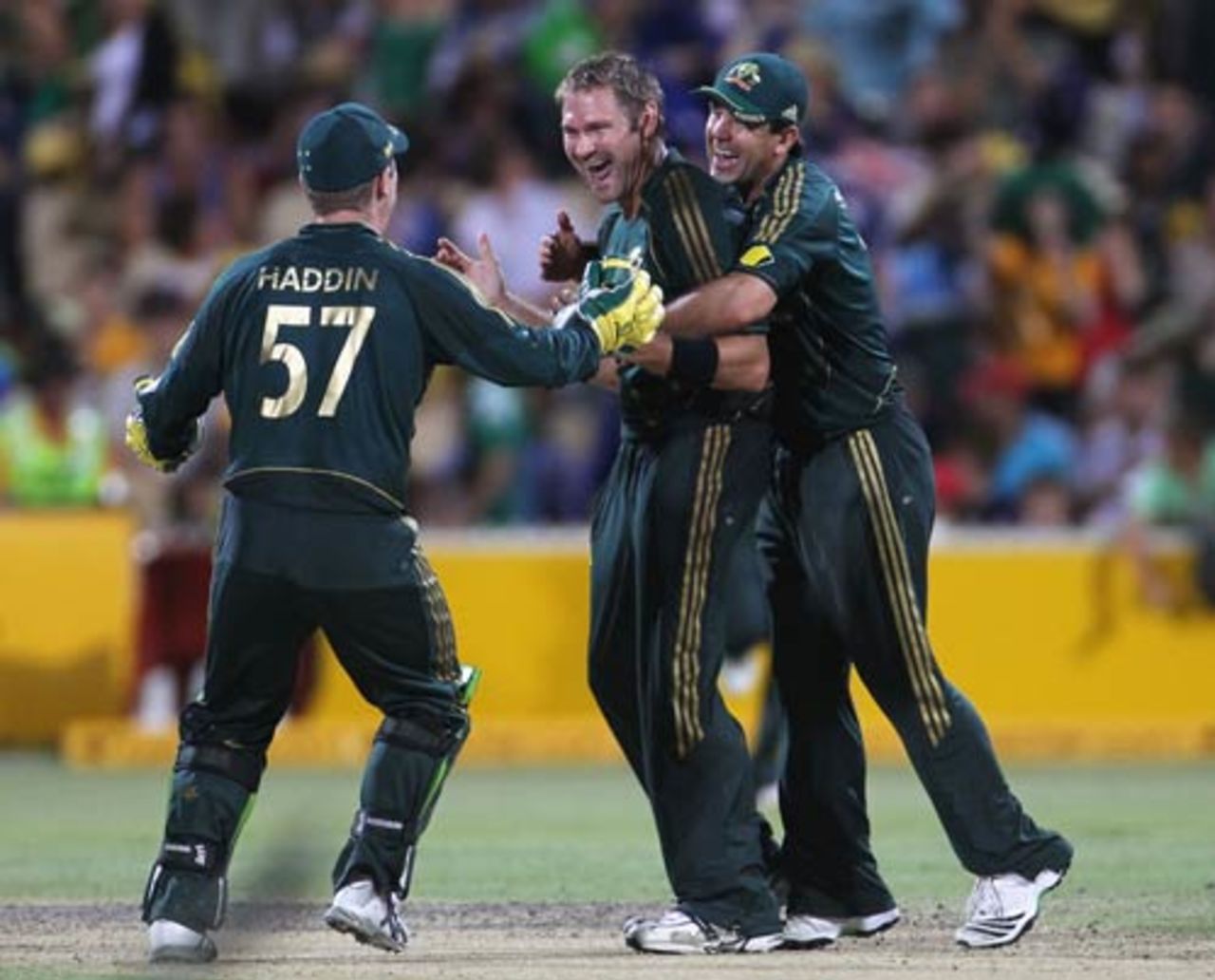 The Australians congratulate Ryan Harris on one of five wickets, Australia v Pakistan, 3rd ODI, Adelaide, January 26, 2010