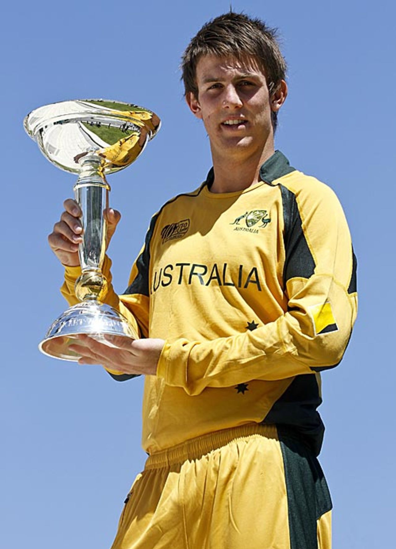 Mitchell Marsh poses with the Under-19 World Cup, Christchurch, January 28, 2010