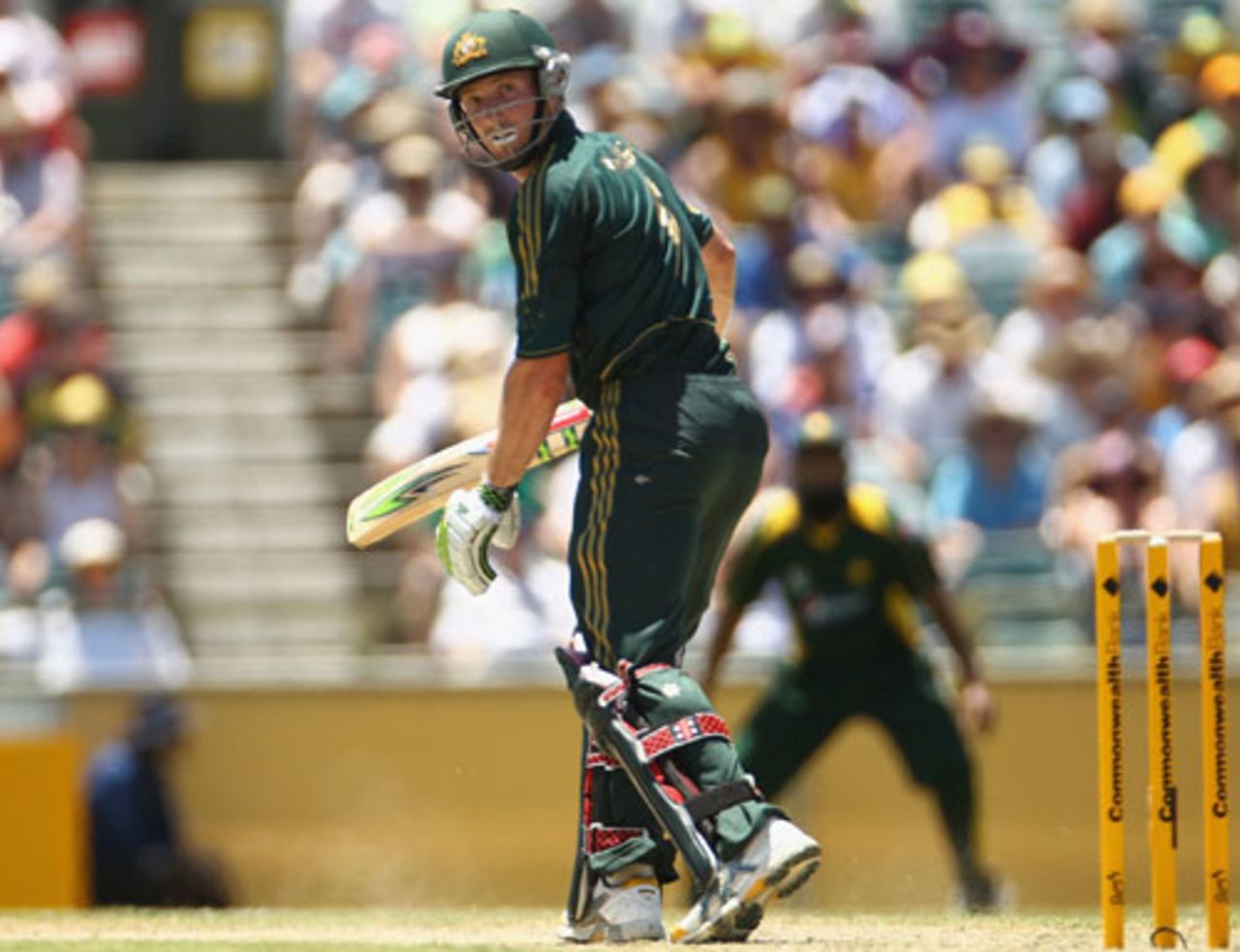 Shaun Marsh went early for 12, Australia v Pakistan, 4th ODI, Perth, 29 January, 2010