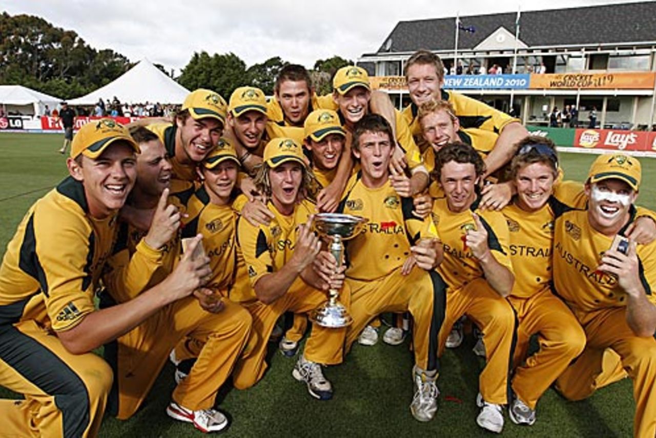 The Australians are all smiles after winning the Under-19 World Cup, Australia v Pakistan, Under-19 World Cup final, Lincoln, January 30, 2010