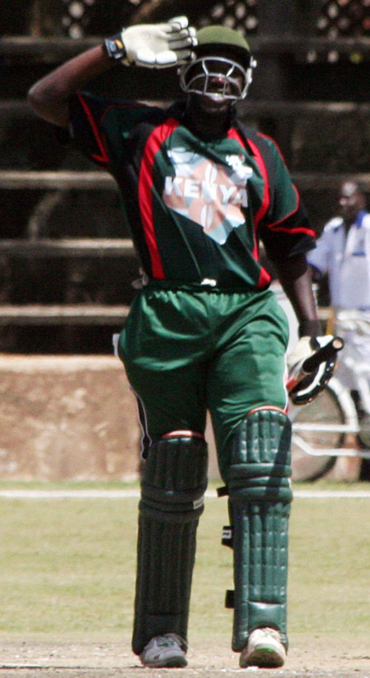David Obuya salutes the crowd on getting to his half-century, Kenya v Scotland, 3rd match, Kenya T20 Tri-Series, Nairobi, February 1, 2010