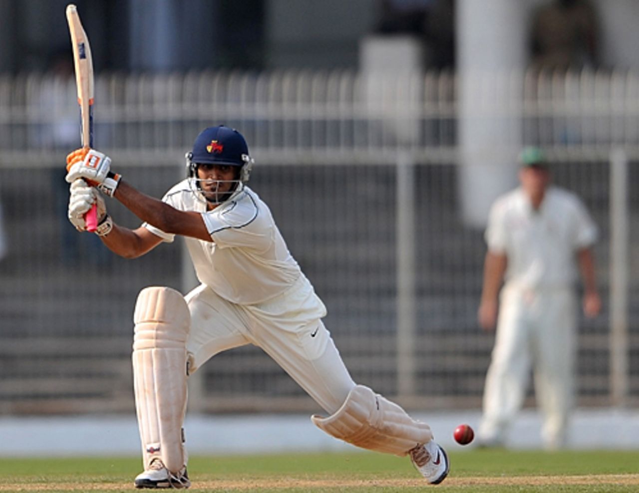Abhishek Nayar drives during his century, Indian Board President's XI v South Africans, tour match, 1st day, Nagpur, February 2, 2010