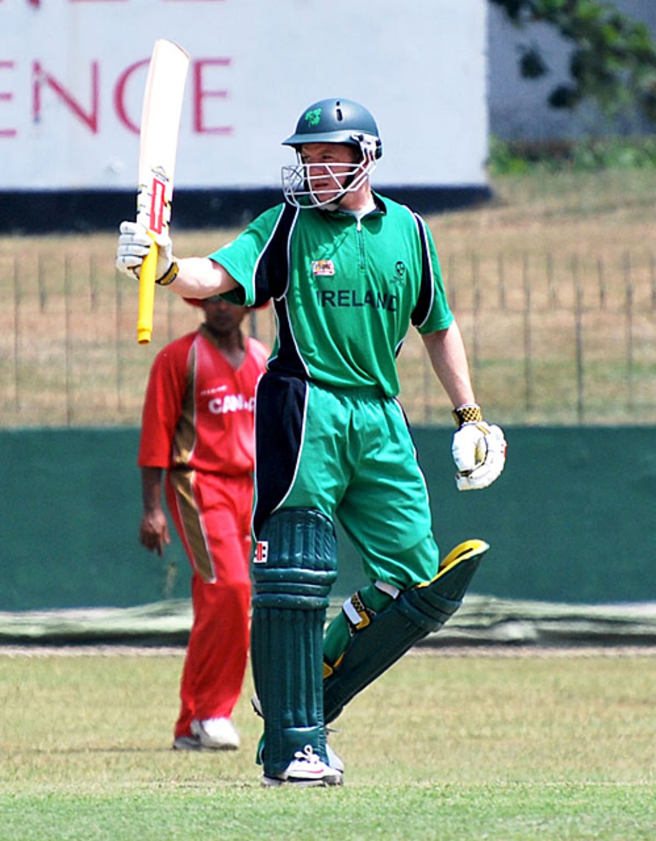 Niall O'Brien raises his bat on crossing fifty, Canada v Ireland, Sri Lanka Associates T20 Series, 3rd Match, Colombo, February 3, 2010