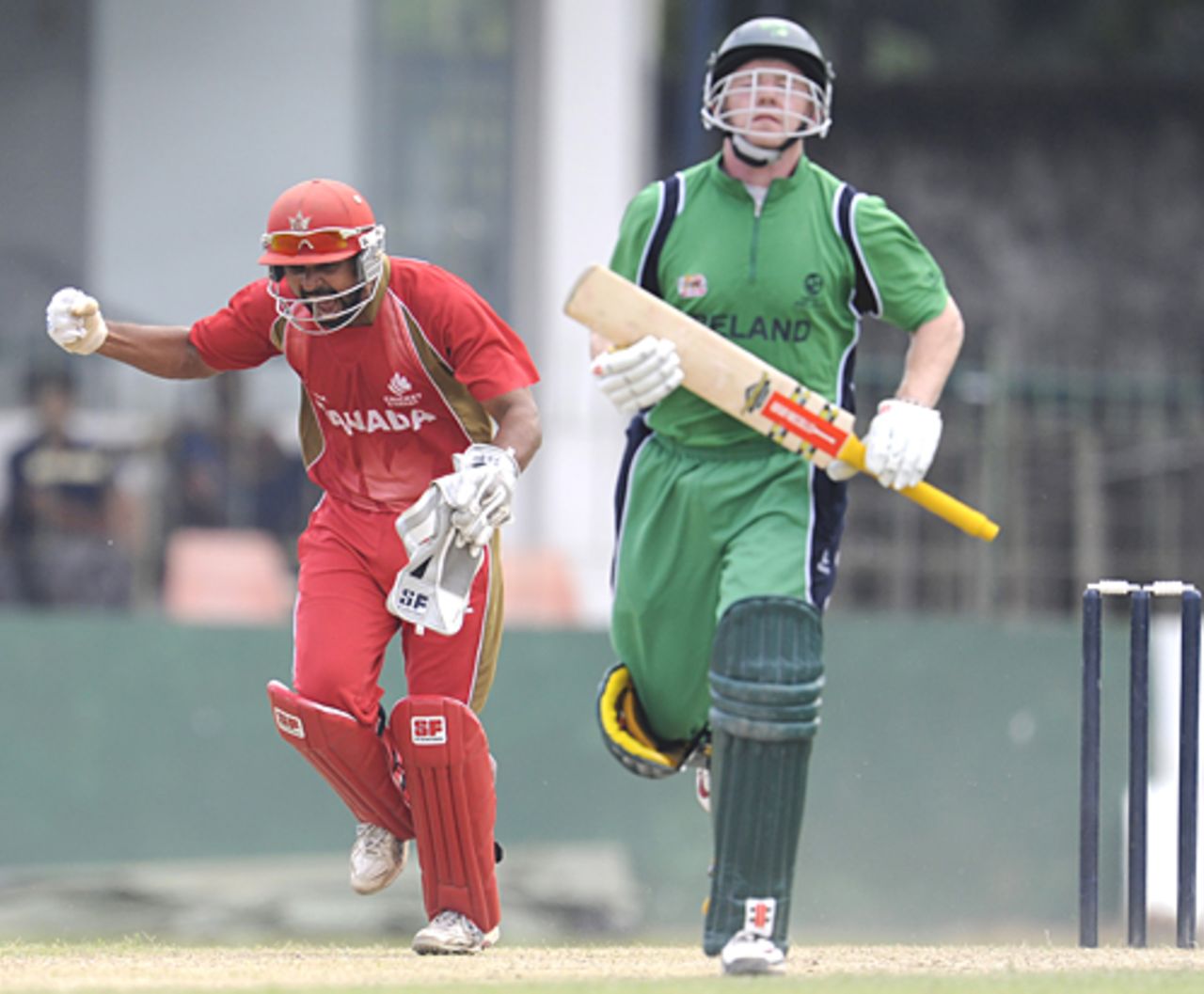 Canada's captain Ashish Bagai is thrilled to see the back of  Niall O'Brien for 50, Canada v Ireland, Sri Lanka Associates T20 Series, 3rd Match, Colombo, February 3, 2010
