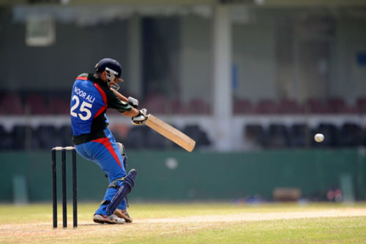 Noor Ali flashes through the off side, Afghanistan v Canada, Associate T20 Series, Colombo, February 4, 2010