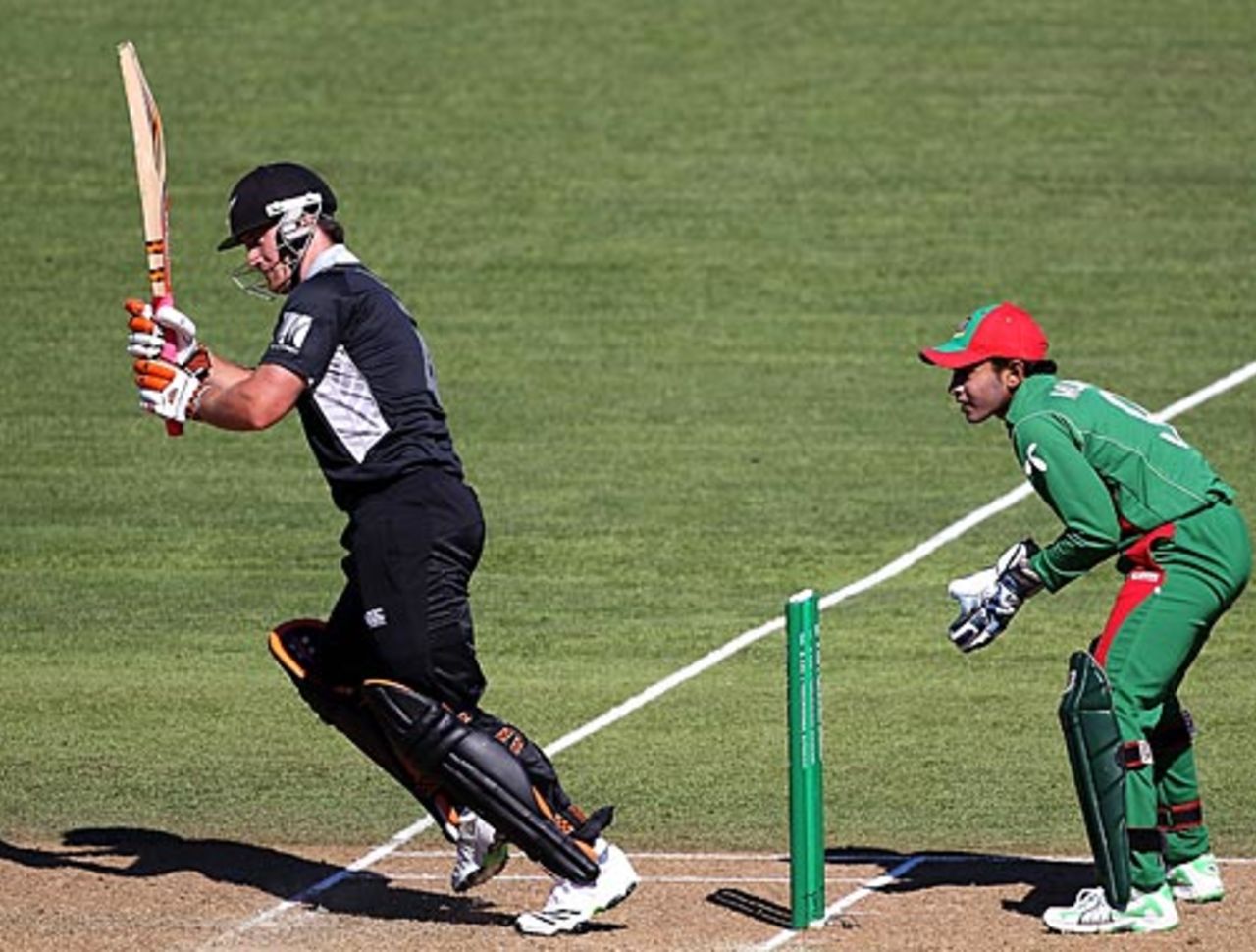 Neil Broom plays on the leg side, New Zealand v Bangladesh, 1st ODI, Napier, February 5, 2010