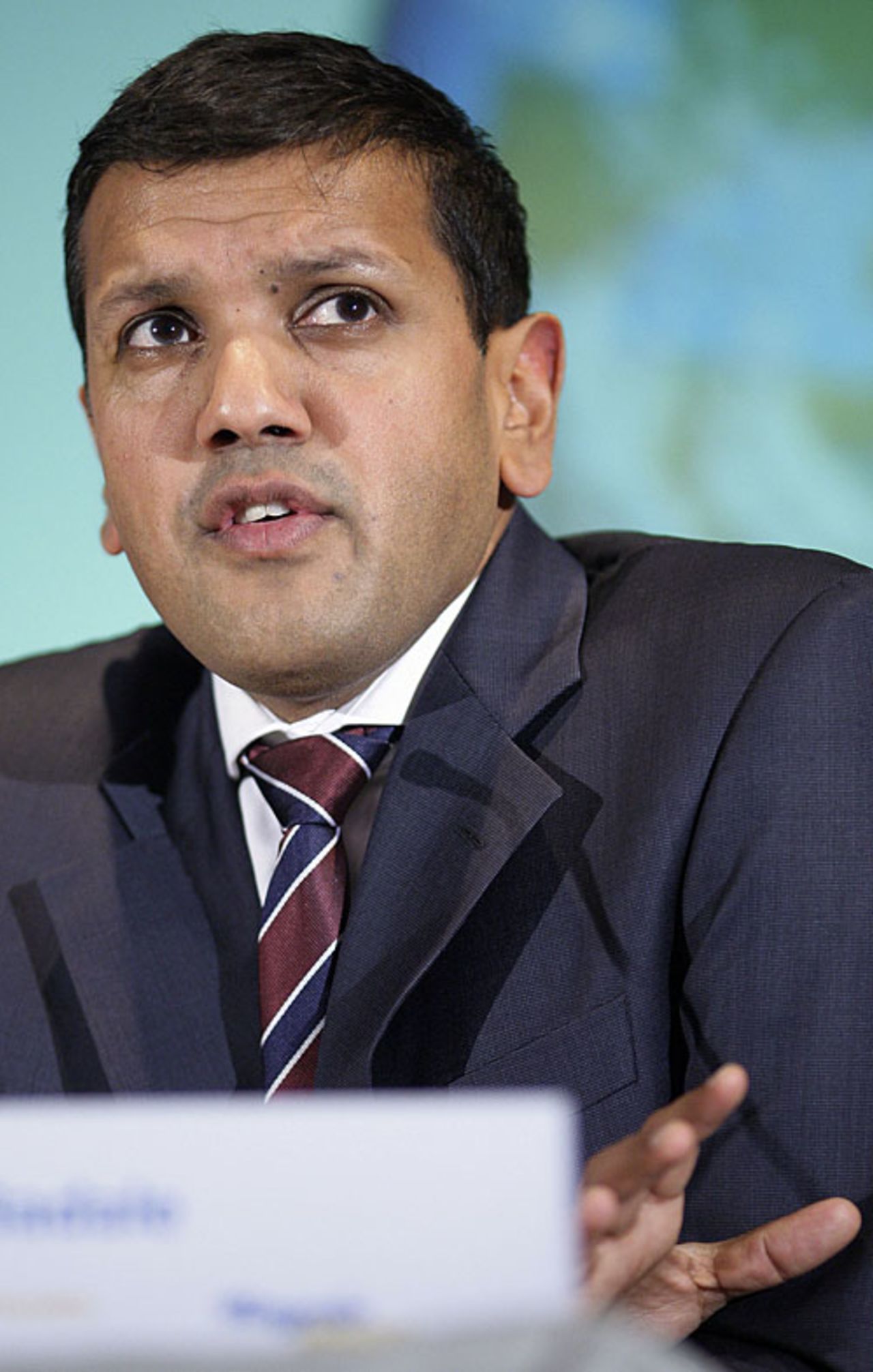 Manoj Badale takes questions from the media at the launch of Royals 2020, February 8, 2010