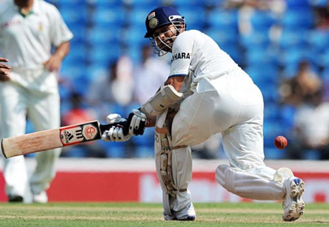 Sachin Tendulkar plays the paddle sweep, India v South Africa, 1st Test, Nagpur, 4th day, February 9, 2010