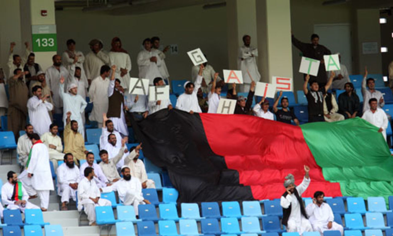 Afghanistan's supporters cheer their team on, Afghanistan v Ireland, ICC World Twenty20 Qualifiers, February 9, 2010