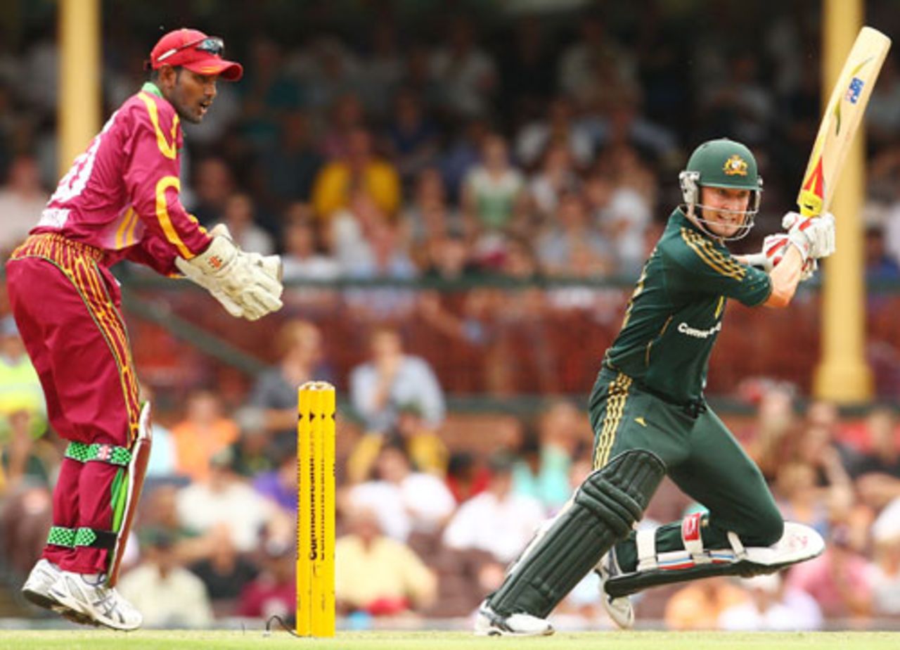 Michael Clarke works the ball, Australia v West Indies, 3rd ODI, Sydney, 12 February, 2010