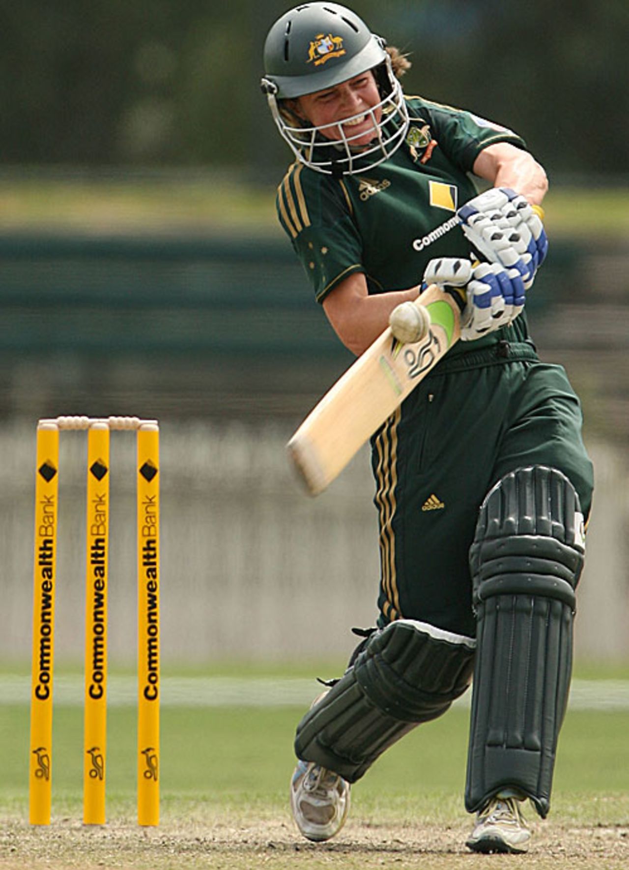 Sarah Elliott hits out during her 62, Australia v New Zealand, 3rd women's ODI, Melbourne, February 14, 2010