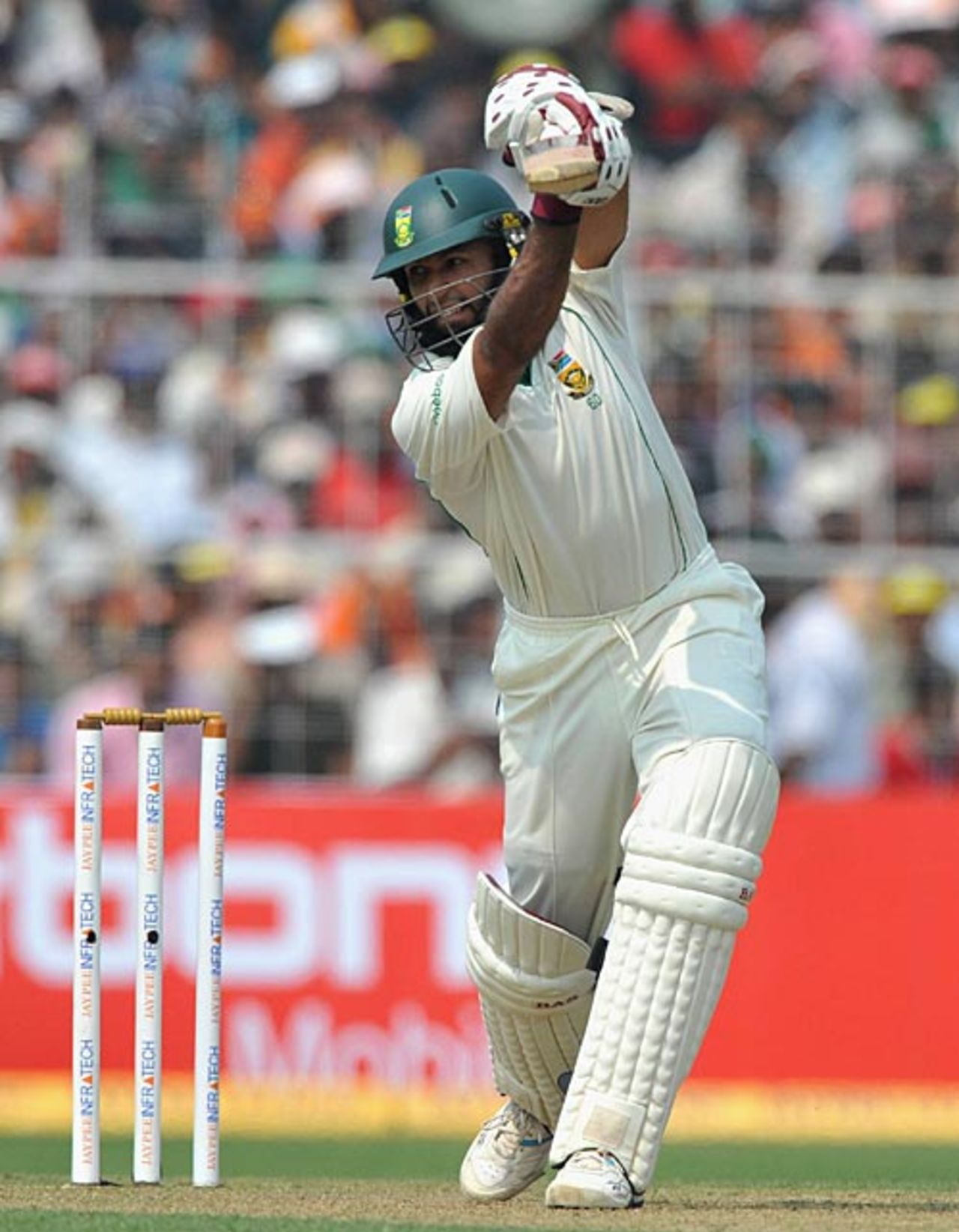 Hashim Amla drives off the front foot, India v South Africa, 2nd Test, Kolkata, 1st day, February 14, 2010