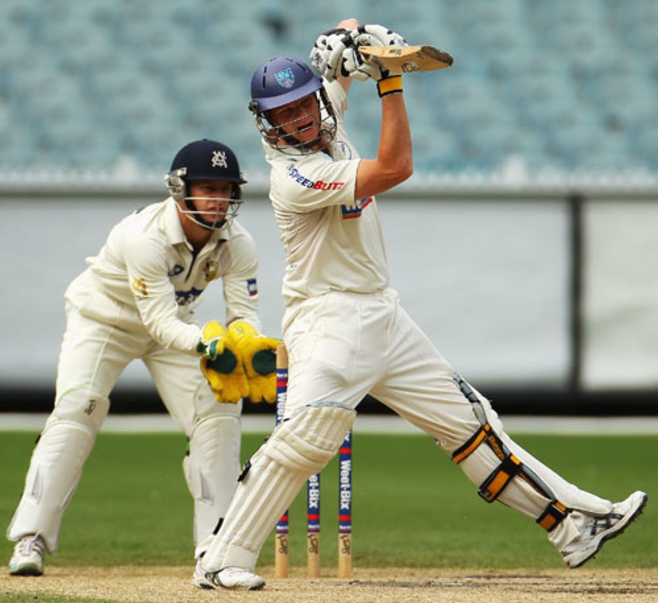 Steven Smith plays an interesting shot, Victoria v New South Wales, Sheffield Shield, 4th day, MCG, February 15, 2010