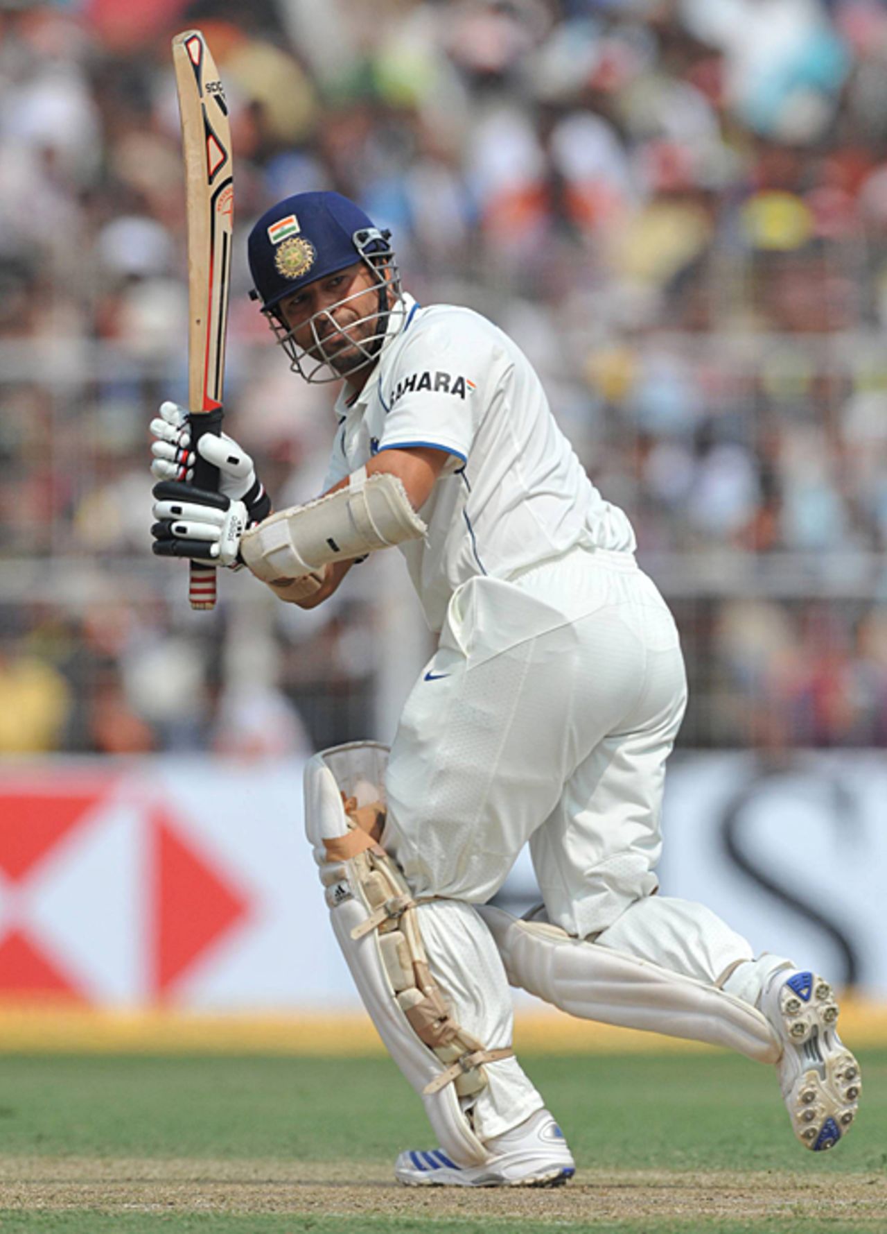 Sachin Tendulkar works the ball away, India v South Africa, 2nd Test, Kolkata, 2nd day, February 15, 2010