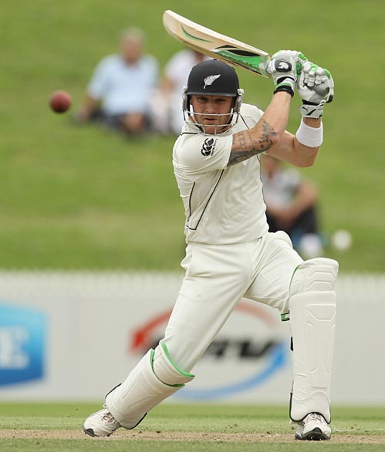 Brendon McCullum drives with power, New Zealand v Bangladesh, only Test, Hamilton, 1st day, February 15, 2010