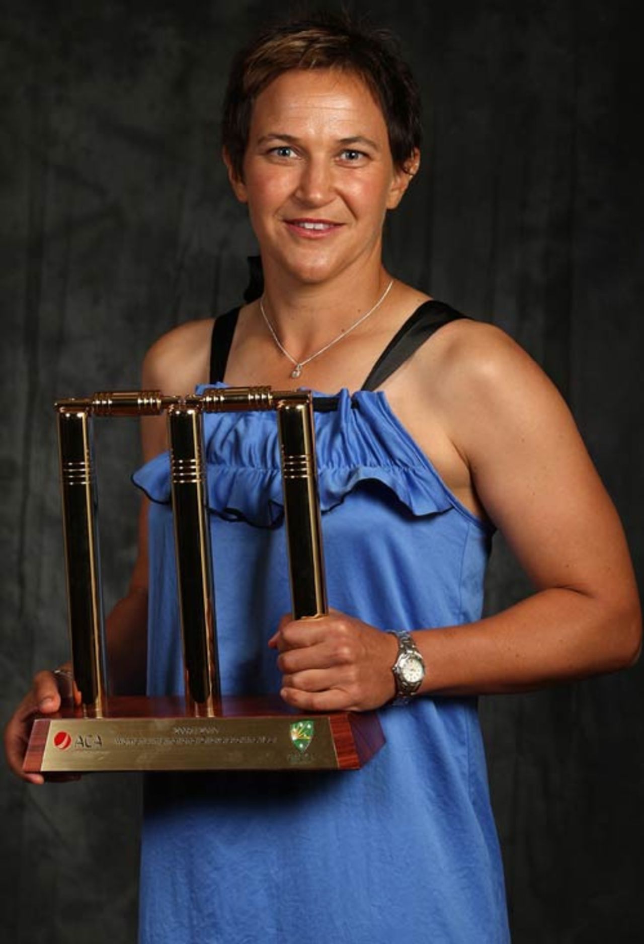 Shelley Nitschke was named the Women's International Cricketer of the Year at the Allan Border Medal night, Melbourne, February 15, 2010