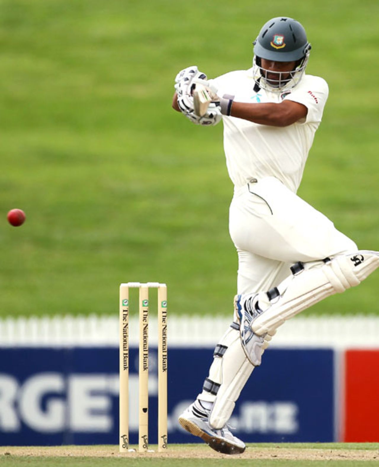 Tamim Iqbal forces one through the legside, New Zealand v Bangladesh, only Test, Hamilton, 3rd day, February 17, 2010