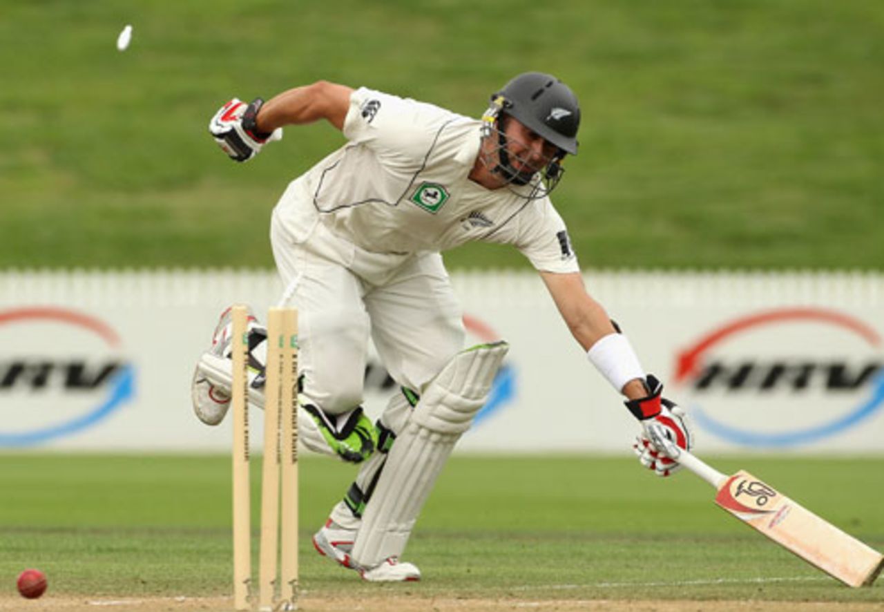 Peter Ingram is caught short of his crease, New Zealand v Bangladesh, only Test, Hamilton, 4th day, February 17, 2010