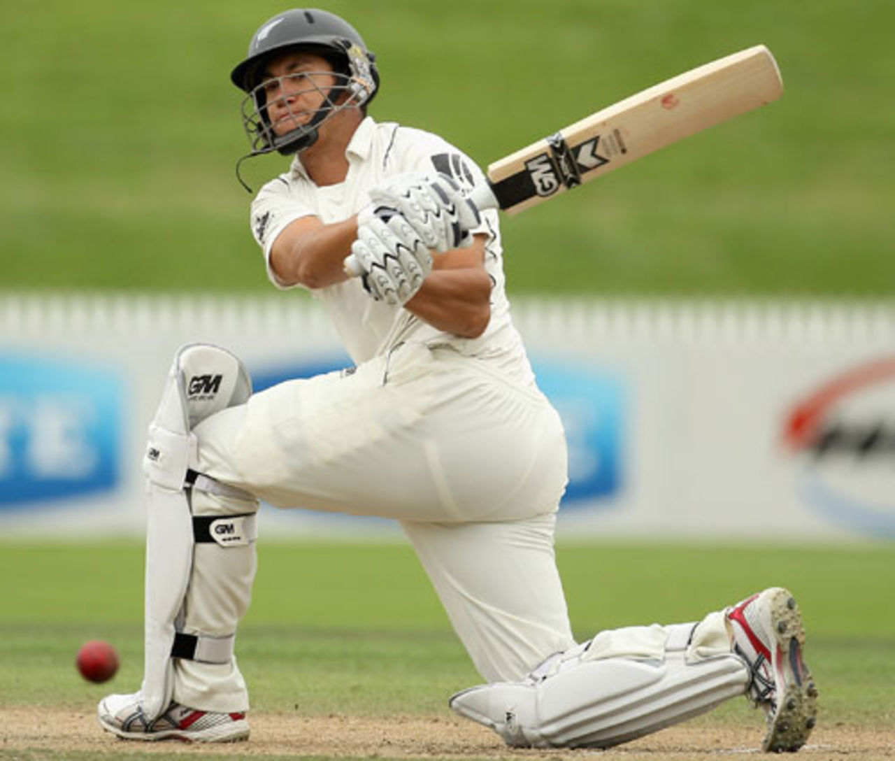 Ross Taylor plays an aggressive sweep, New Zealand v Bangladesh, only Test, Hamilton, 4th day, February 17, 2010