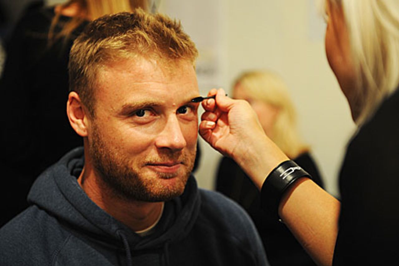 Andrew Flintoff spruces up before hitting the ramp for Naomi Campbell's Fashion For Relief - Haiti, London, February 18, 2010