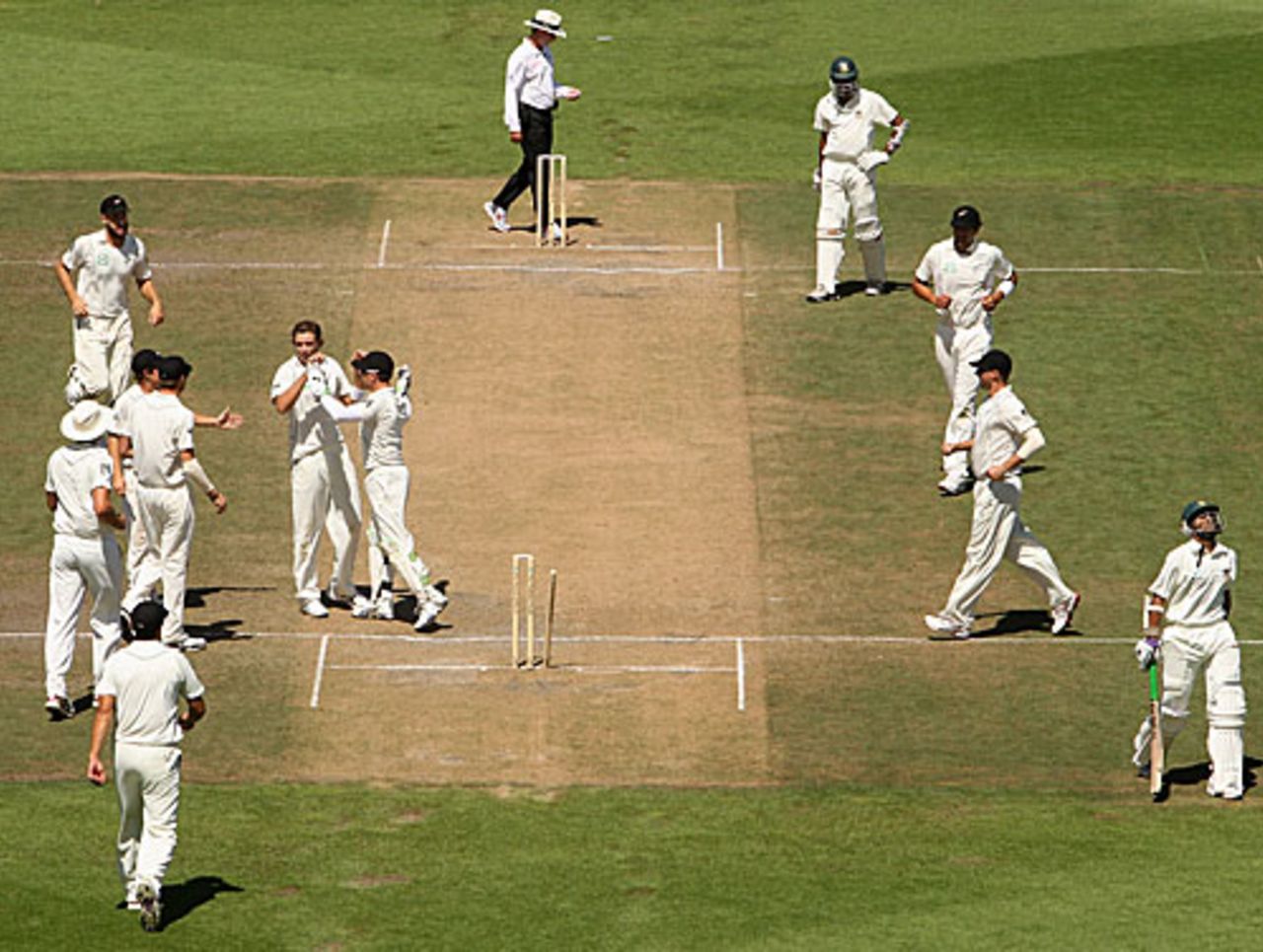 Shakib Al Hasan walks back after being bowled by Tim Southee, New Zealand v Bangladesh, only Test, Hamilton, 5th day, February 19, 2010