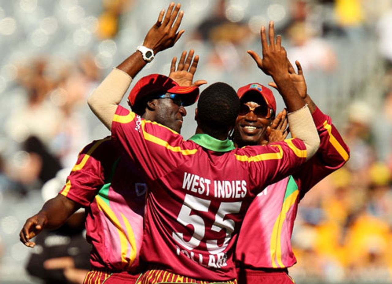 Kieron Pollard celebrates the wicket of Ricky Ponting, Australia v West Indies, 5th ODI, Melbourne, 19 February, 2010