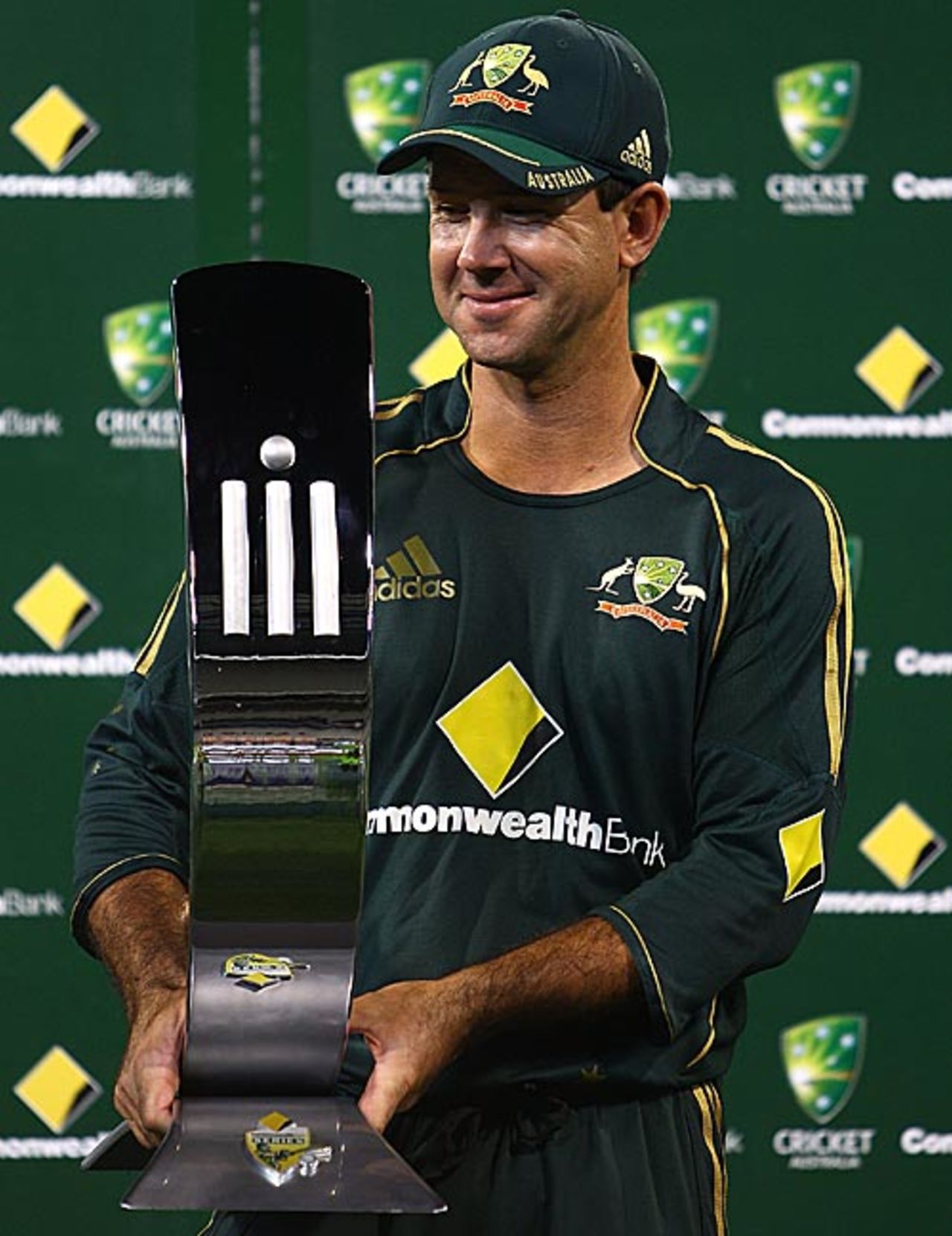 Ricky Ponting with the ODI series trophy, Australia v West Indies, 5th ODI, Melbourne, 19 February, 2010