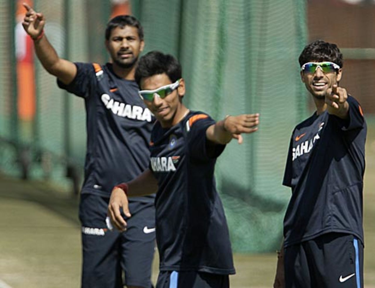 India's pace trio of Sudeep Tyagi, Praveen Kumar and Ashish Nehra during a training session, Jaipur, February 20