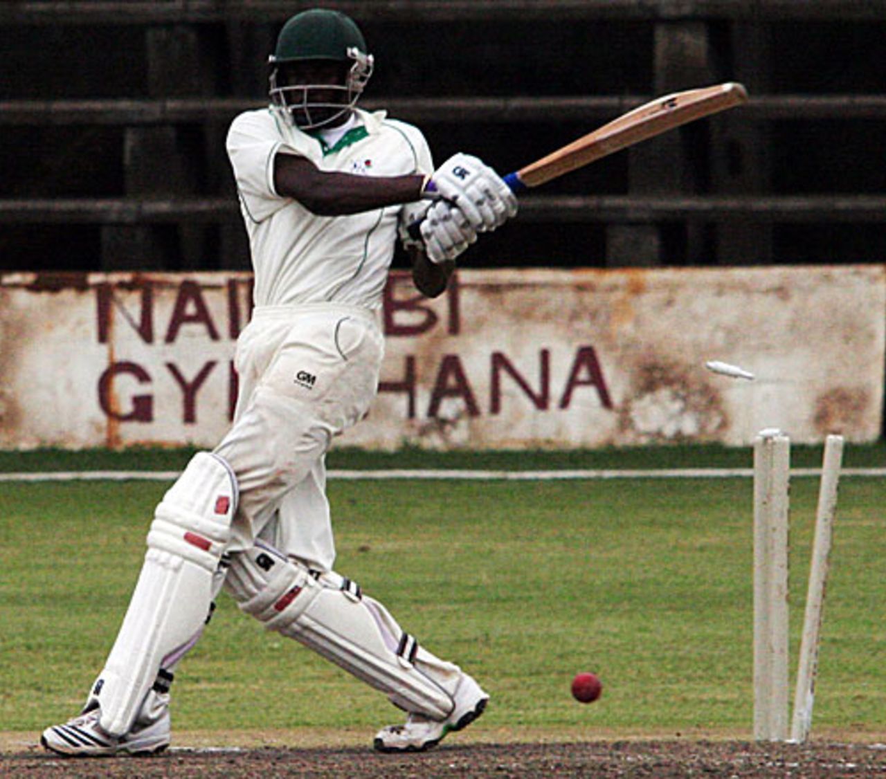 Collins Obuya is bowled by Mark Jonkman for 89, Kenya v Netherlands, Intercontinental Cup, Nairobi, 2nd day, February 21, 2010