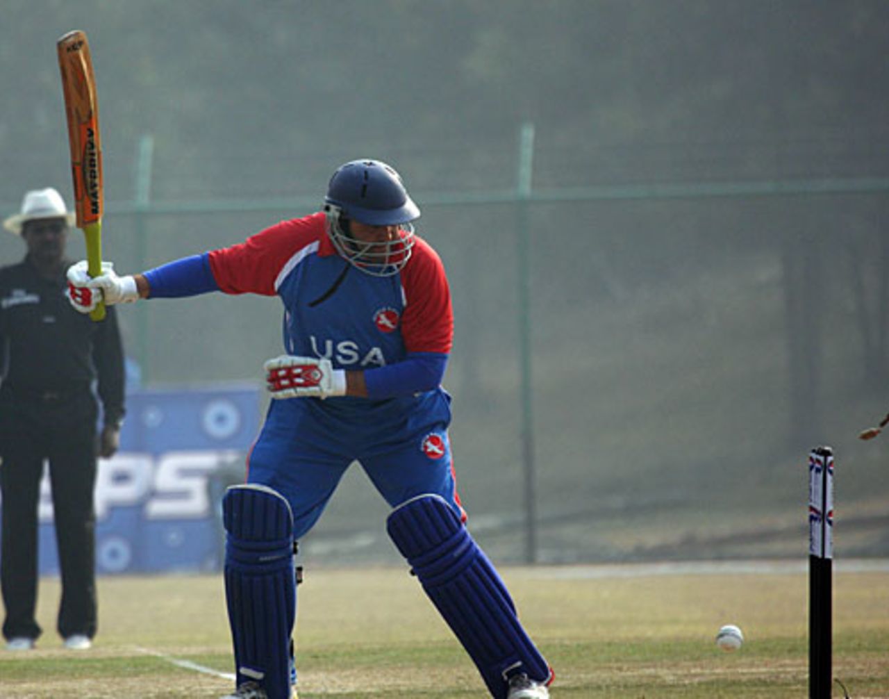 Sushil Nadkarni has his furniture rearranged, Jersey v USA, ICC World Cricket League Division Five, Kirtipur, February 23, 2010