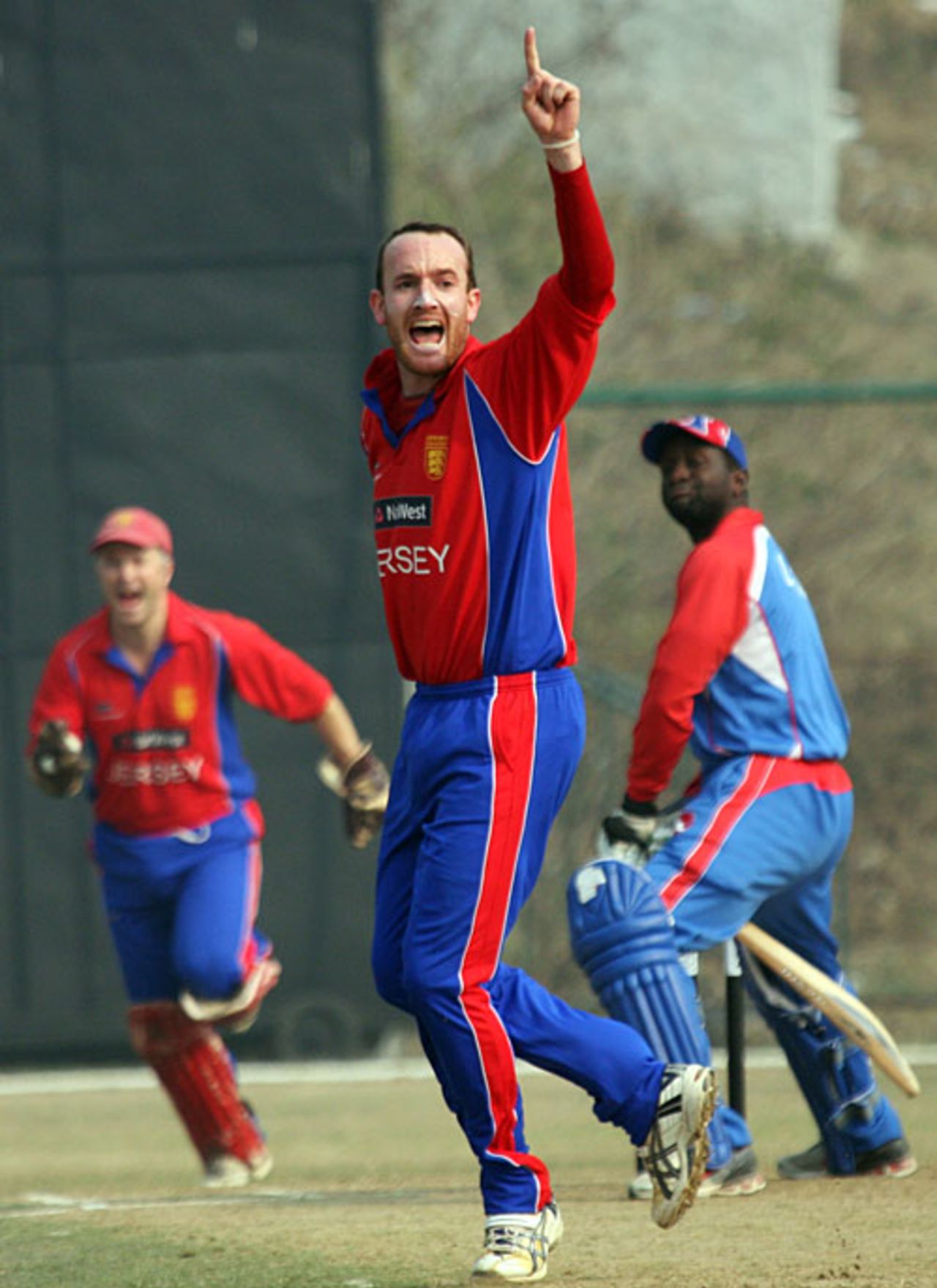 Ryan Driver is confident that he has Lennox Cush caught behind, Jersey v USA, ICC World Cricket League Division Five, Kirtipur, February 23, 2010