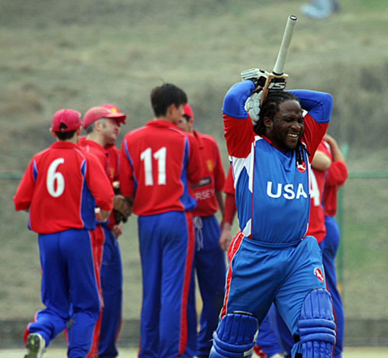 Carl Wright is peeved with himself for getting out for 76, Jersey v USA, ICC World Cricket League Division Five, Kirtipur, February 23, 2010