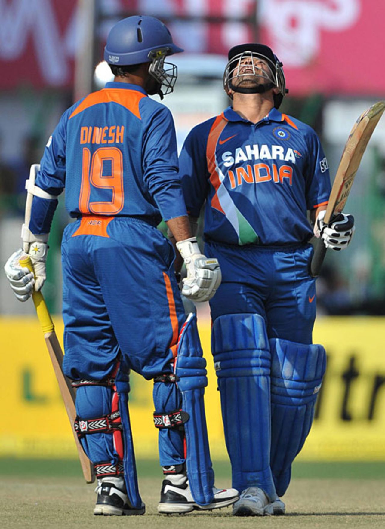 Sachin Tendulkar looks up to the heavens after getting to his fifty, India v South Africa, 2nd ODI, Gwalior, February 24, 2010
