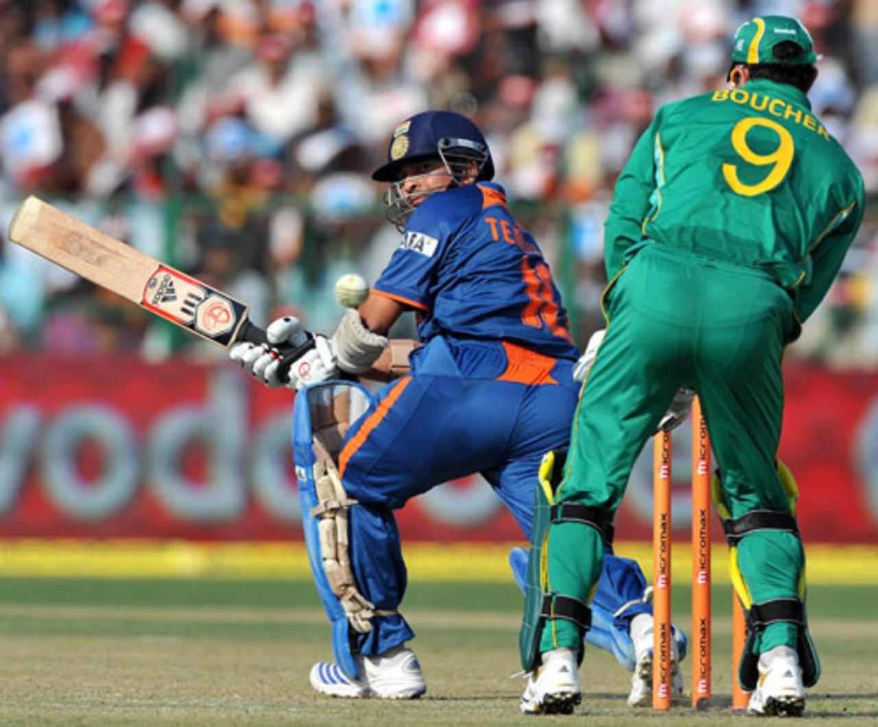 Sachin Tendulkar's paddle-sweep evades Mark Boucher's gloves, 2nd ODI, Gwalior, February 24, 2010