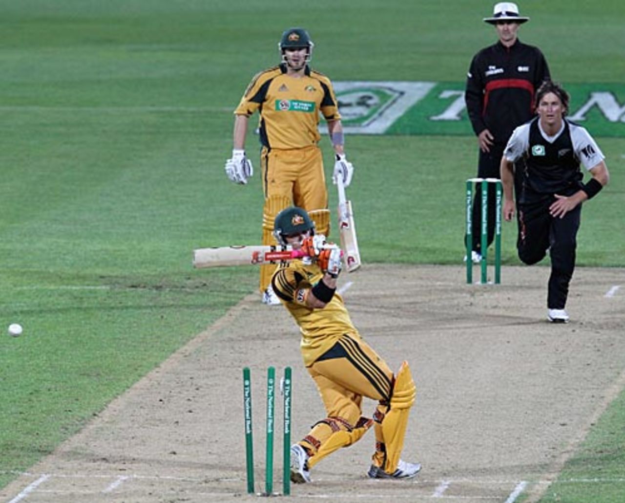 Shane Bond bowled David Warner, New Zealand v Australia, 1st Twenty20, Wellington, February 26, 2010