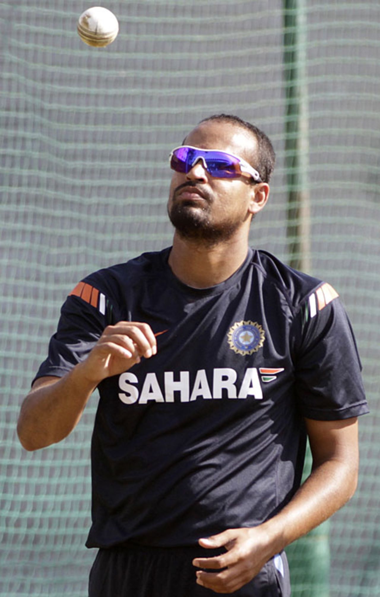 Yusuf Pathan gears up to bowl in the nets, Ahmedabad, February 26, 2010