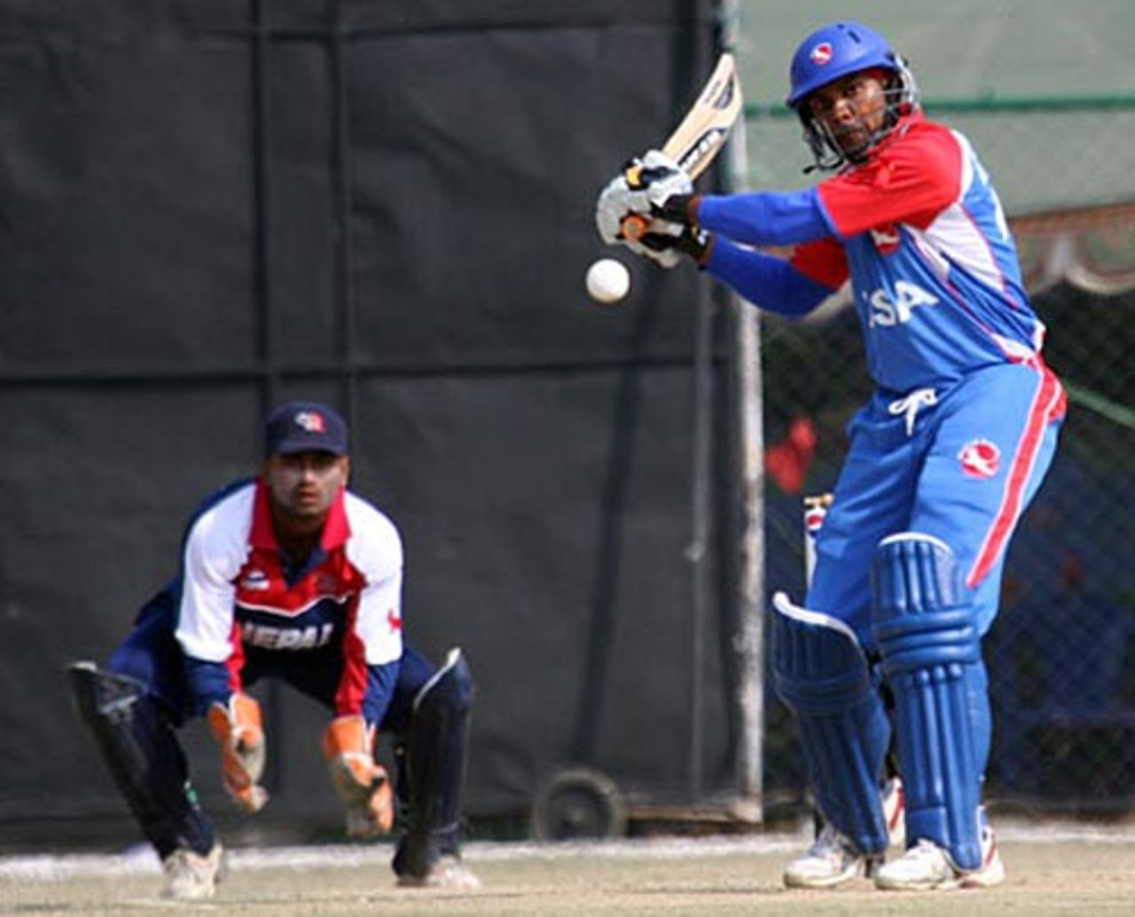 Steve Massiah shapes up to pull, Nepal v USA, ICC World Cricket League Division 5 final, February 27, 2010