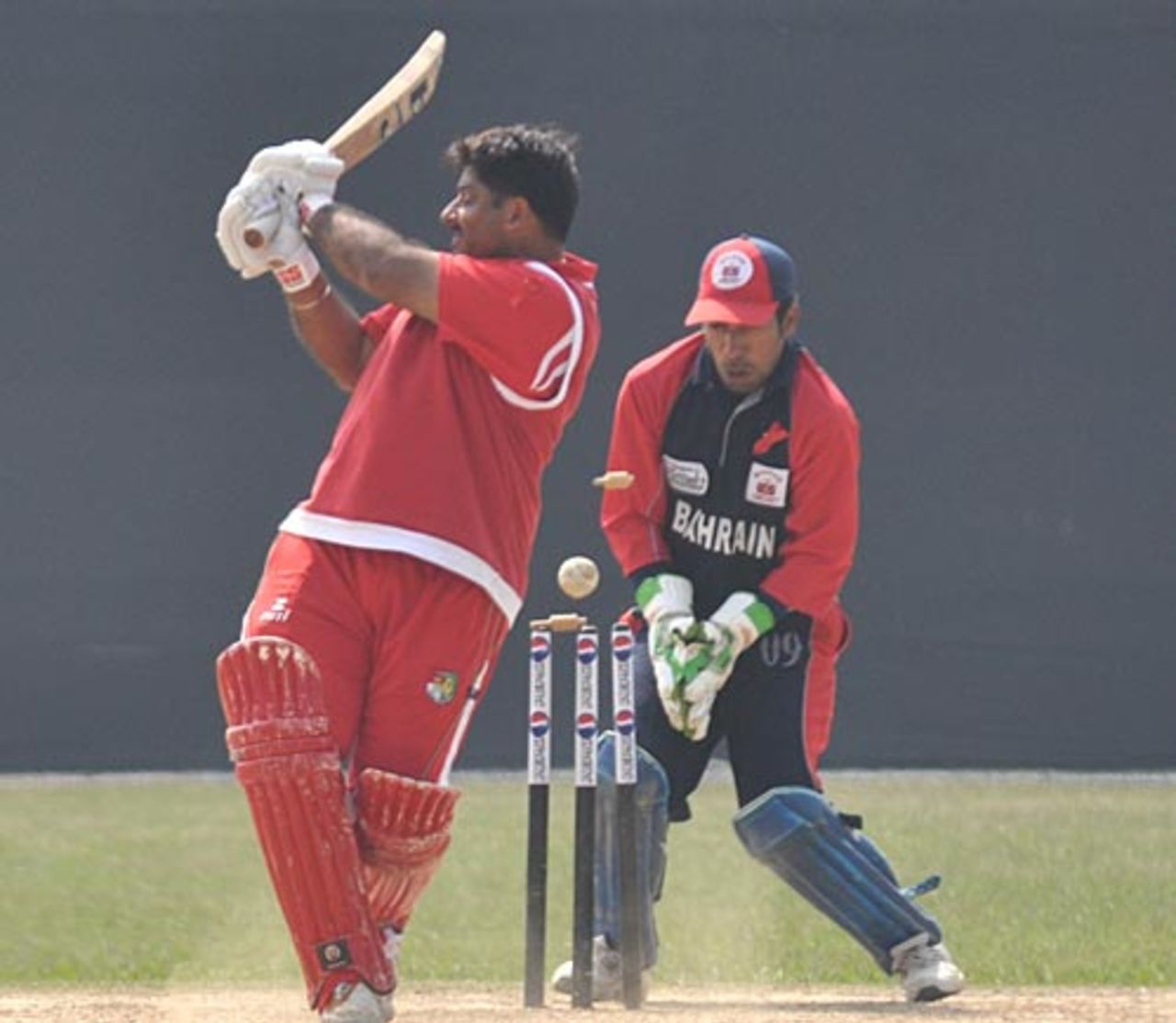 Munish Arora is bowled, Singapore v Bahrain, ICC World Cricket League Division 5, February 27, 2010