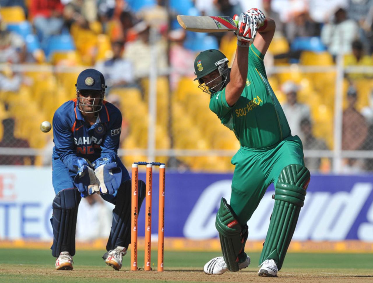 Jacques Kallis muscles it through the off side, India v South Africa, 3rd ODI, Ahmedabad, February 27, 2010