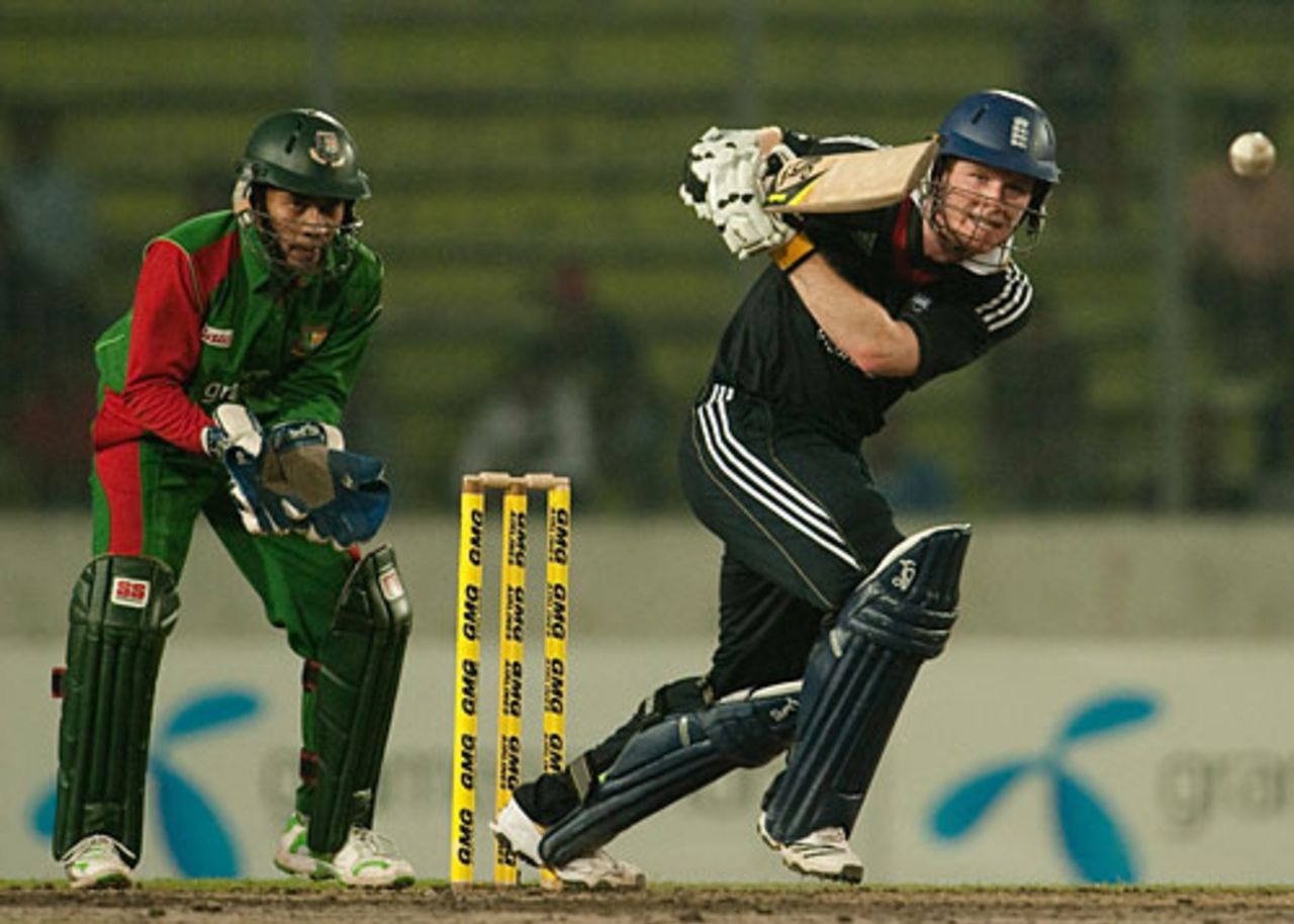 Eoin Morgan was England's match winner, batting calmly and skilfully to marshal the chase, 2nd ODI, Dhaka, March 2, 2010
