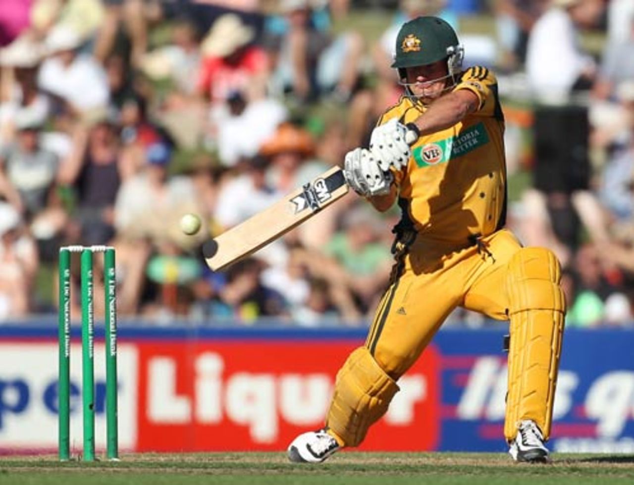 James Hopes crunches one through the off side, New Zealand v Australia, 1st ODI, Napier, March 3, 2010