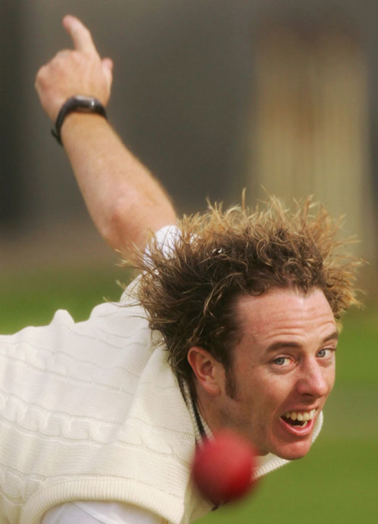 Iain O'Brien in the nets at Christchurch, February 9, 2005