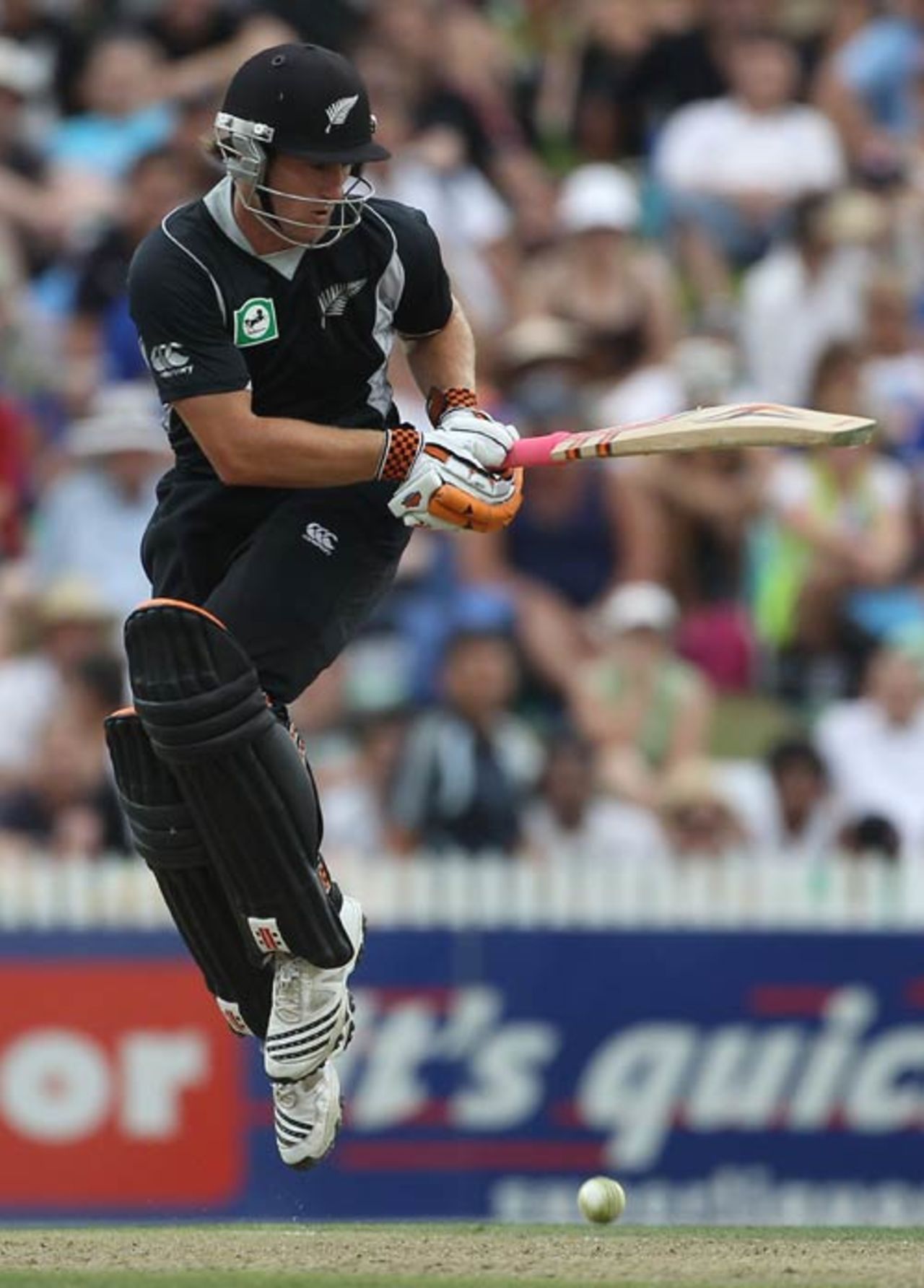 Neil Broom works one away to leg, New Zealand v Australia, 3rd ODI, Hamilton, March 9, 2010