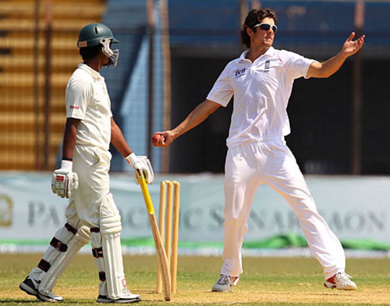 Alastair Cook came in for some punishment, Bangladesh A v England XI, tour match, Chittagong, 3rd day, March 9, 2010