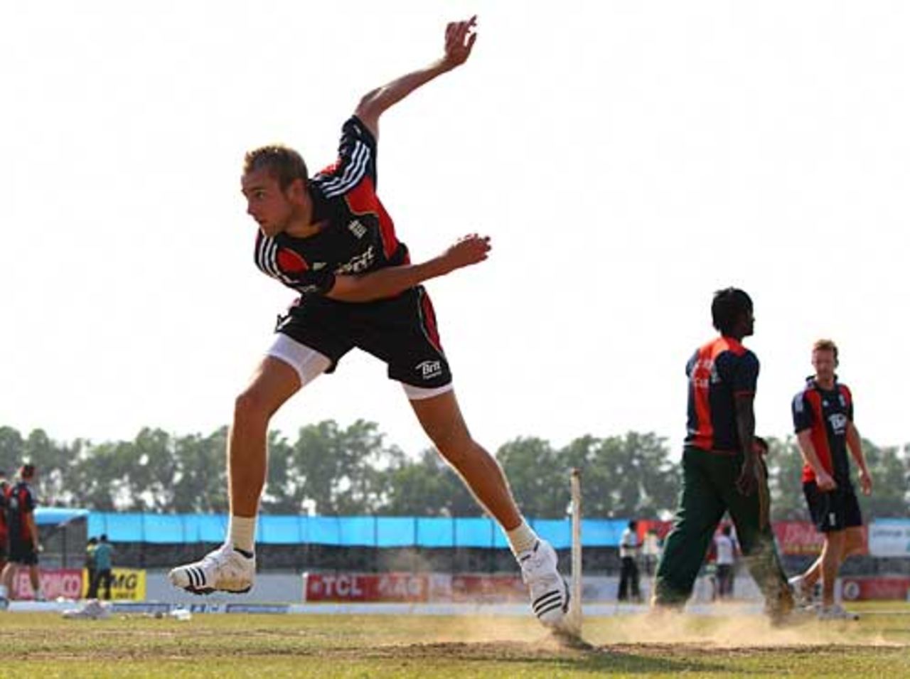 Stuart Broad went through an extensive workout as he aimed to prove his fitness, Chittagong, March 10, 2010