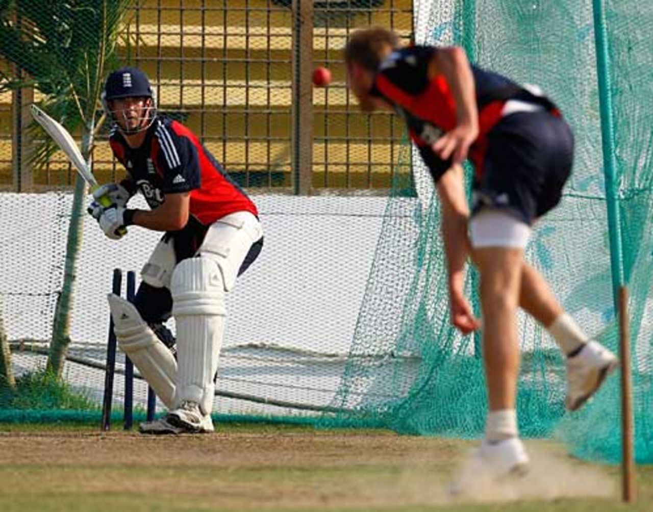 Stuart Broad steams in at Kevin Pietersen as he aims to prove his fitness, Chittagong, March 10, 2010