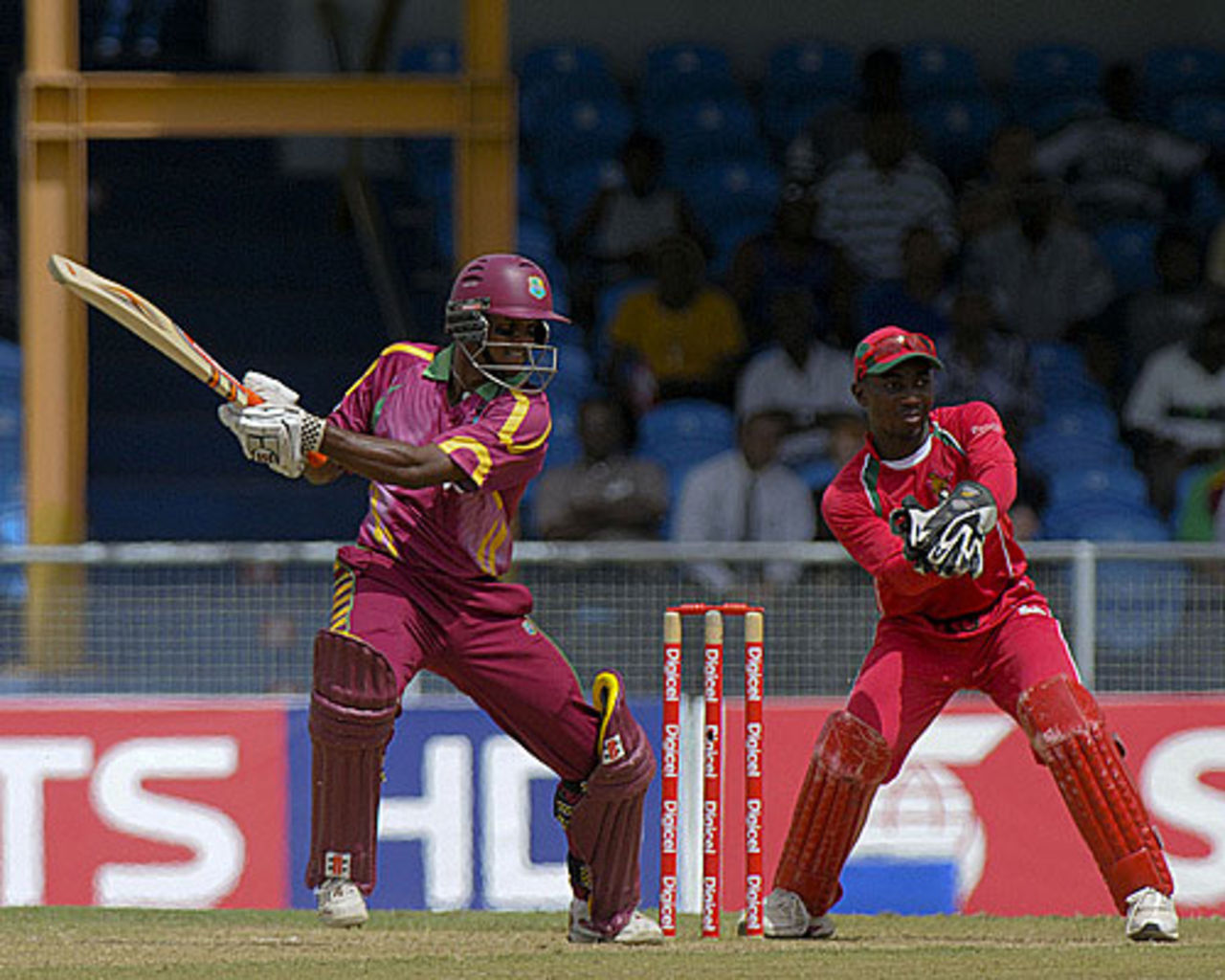 Shivnarine Chanderpaul cuts during his 58, West Indies v Zimbabwe, 3rd ODI, Kingstown, March 10, 2010